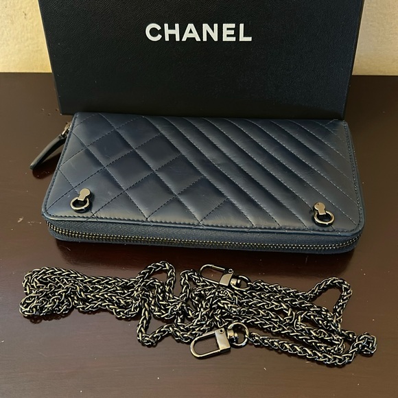 Rare Chanel Blue Le Boy Zip Crossbody Purse Wallet WOC 7.5x4x1 inches! EUC!!! - Picture 8 of 10